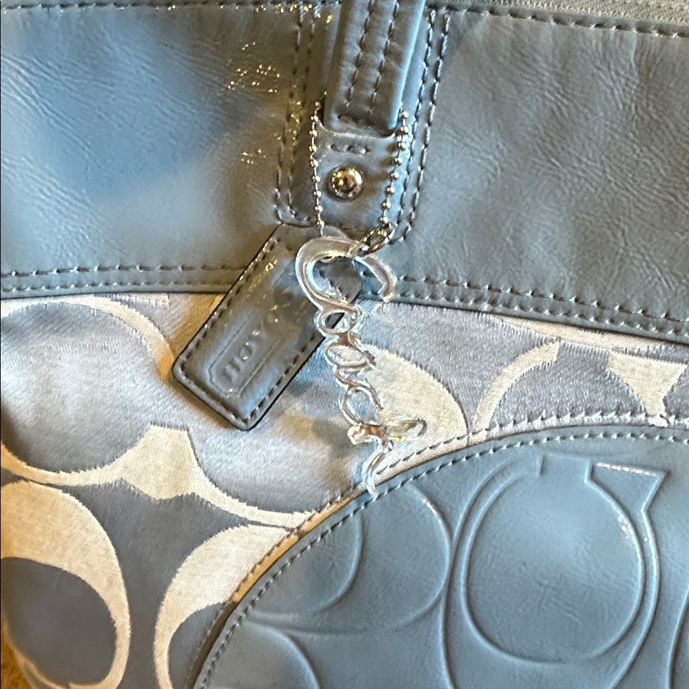 Blue and Gray Coach Laura Signature Tote Bag - Picture 2 of 12